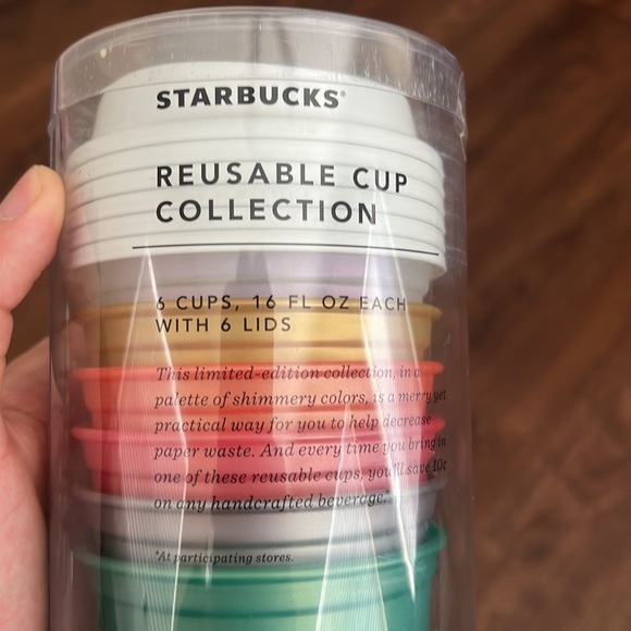 NWT 2013 Starbucks 6 pack Reusable Cup Collection SHIMMERING PEARL - Picture 5 of 5